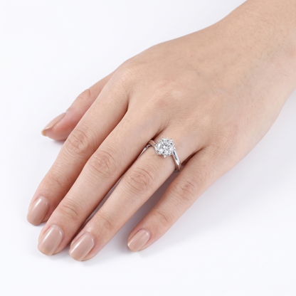 14k White Gold Unique Moissanite Ring 1ct | Unique 14k Gold Rings