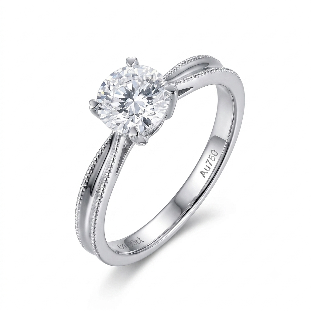 Moissanite Jewelry for Women - 14k White Gold Solitaire Moissanite Ring 1ct