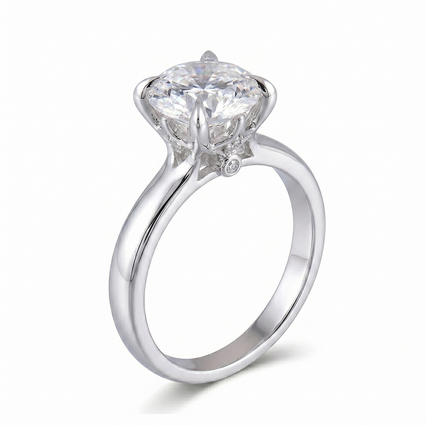 14k Vintage Style White Gold Engagement Ring Moissanite 1ct Center Stone