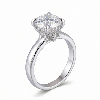 14k Vintage Style White Gold Engagement Ring Moissanite 1ct Center Stone