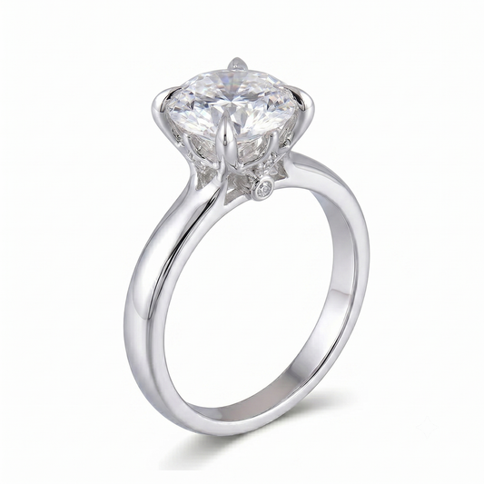 14k Vintage Style White Gold Engagement Ring Moissanite 1ct Center Stone