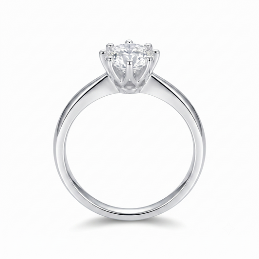 14k or 18k White Gold Solitaire Moissanite Ring Octogon Cut 1ct | 14k White Gold Band Ring Womens