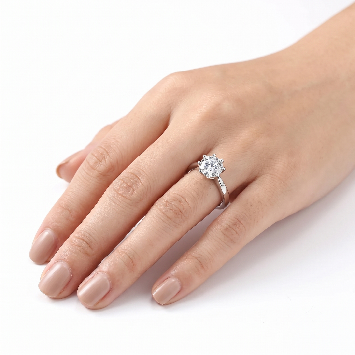 14k or 18k White Gold Solitaire Moissanite Ring Octogon Cut 1ct | 14k White Gold Band Ring Womens