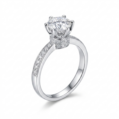 14k White Gold Moissanite Ring 1ct Center Stone  - White Gold Ring Marriage Collection