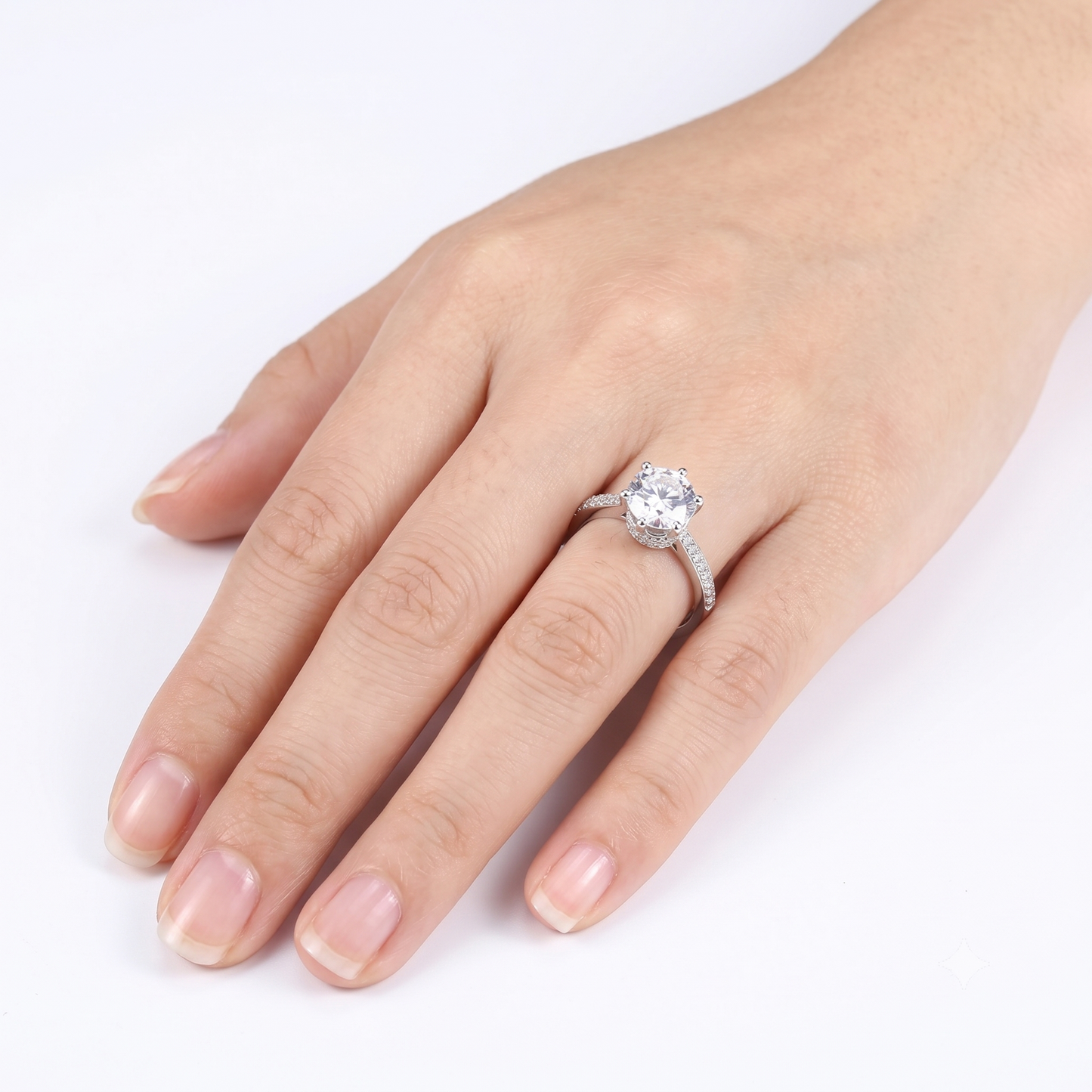 14k White Gold Moissanite Ring 1ct Center Stone  - White Gold Ring Marriage Collection
