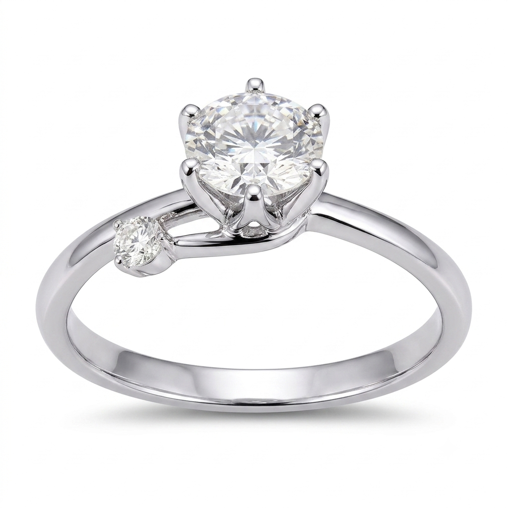 14k Engagement Rings White Gold Vintage Solitaire Moissanite 2 Stone Ring 1ct Main Stone