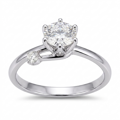 14k Engagement Rings White Gold Vintage Solitaire Moissanite 2 Stone Ring 1ct Main Stone