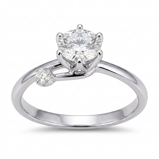 14k Engagement Rings White Gold Vintage Solitaire Moissanite 2 Stone Ring 1ct Main Stone