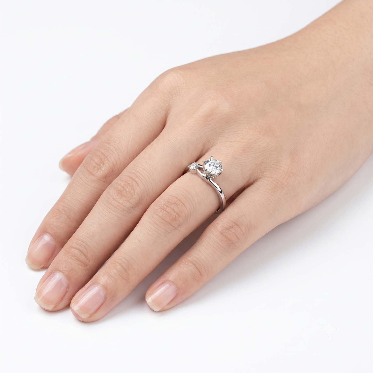 14k Engagement Rings White Gold Vintage Solitaire Moissanite 2 Stone Ring 1ct Main Stone