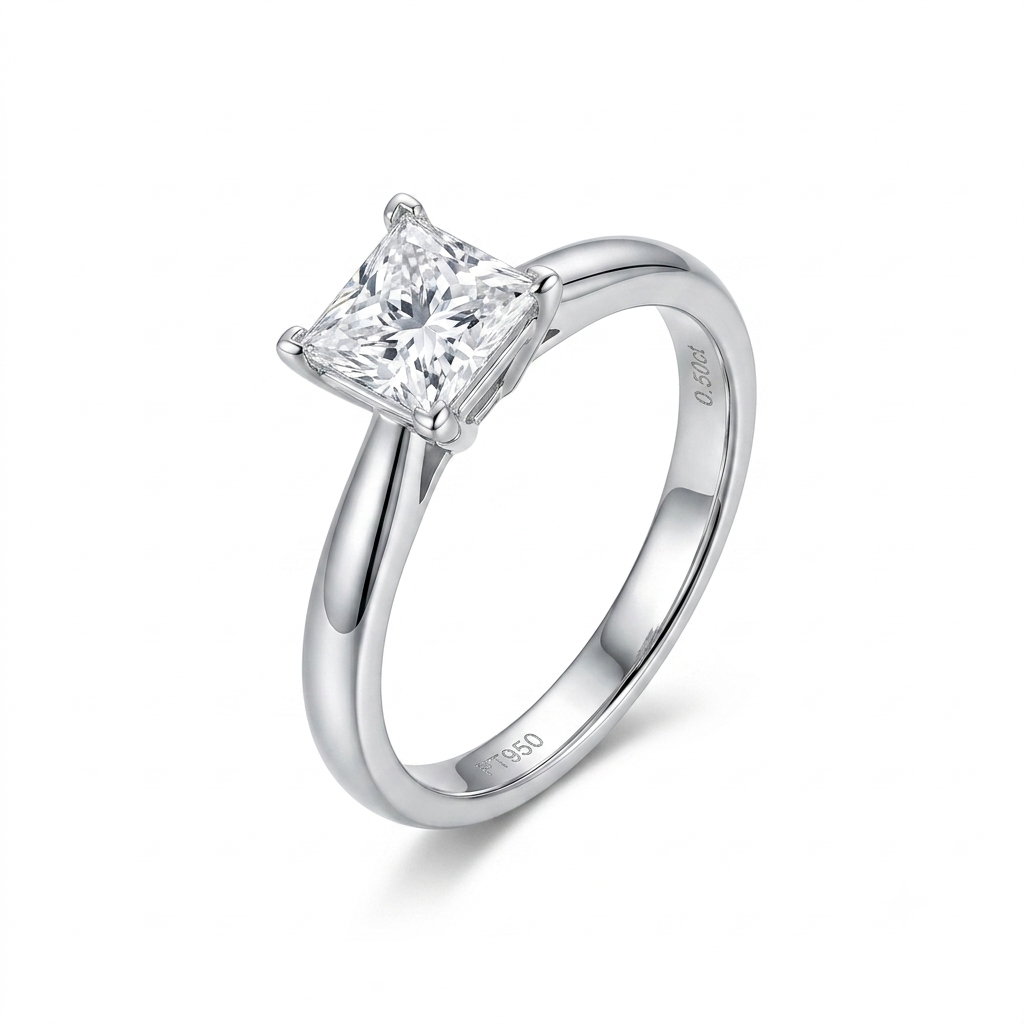 14k White Gold Solitaire Princess Best Engagement Ring Cut Moissanite 1.25ct