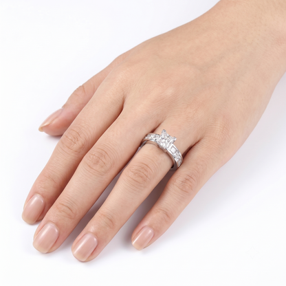 14k White Gold Princess Cut Engagement Ring With Moissanite 1.5ct Total