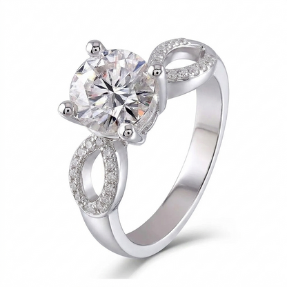 White Gold Plated Dual Band Moissanite Engagement Ring 2 carats & 1ct Options