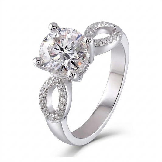 White Gold Plated Dual Band Moissanite Engagement Ring 2 carats & 1ct Options