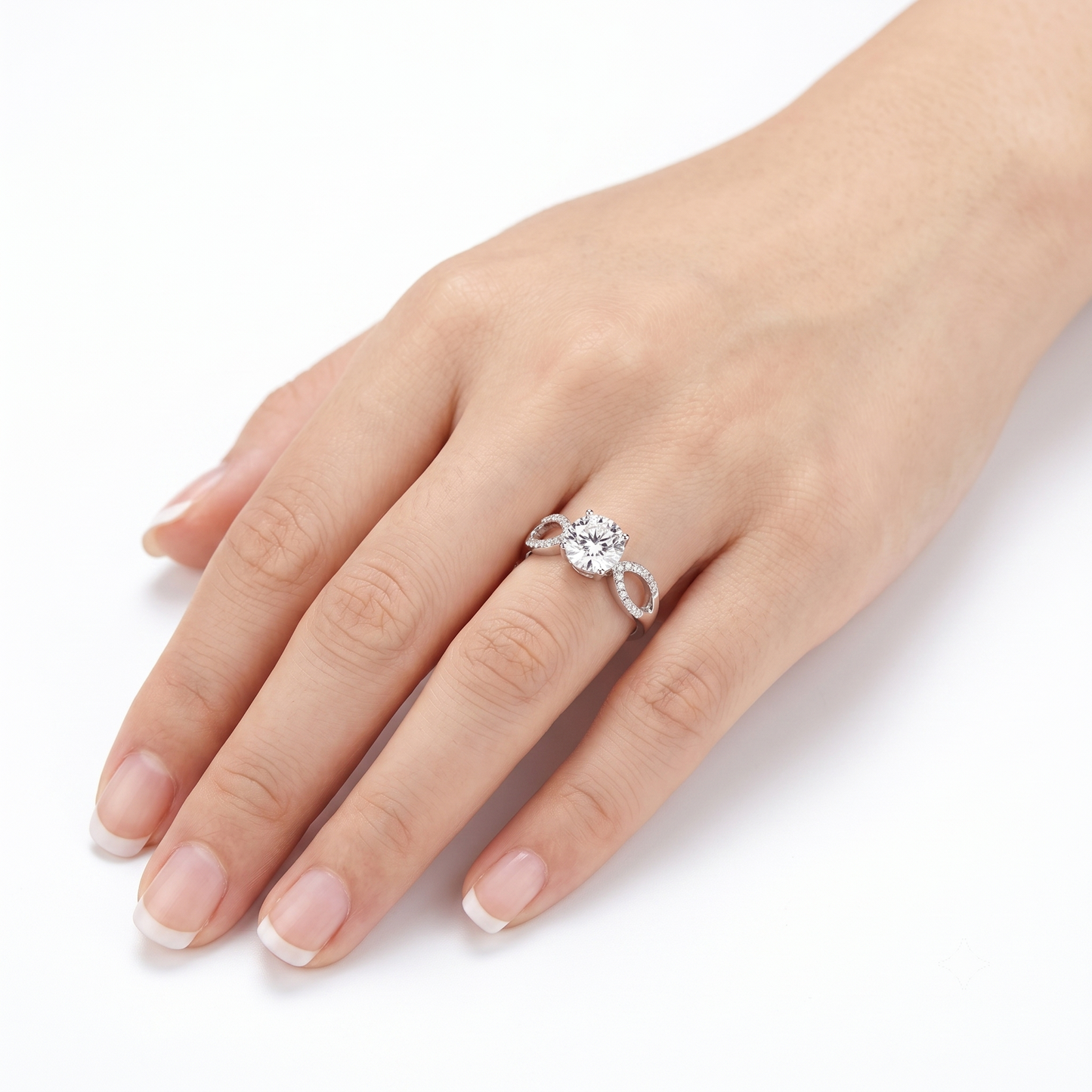 White Gold Plated Dual Band Moissanite Engagement Ring 2 carats & 1ct Options
