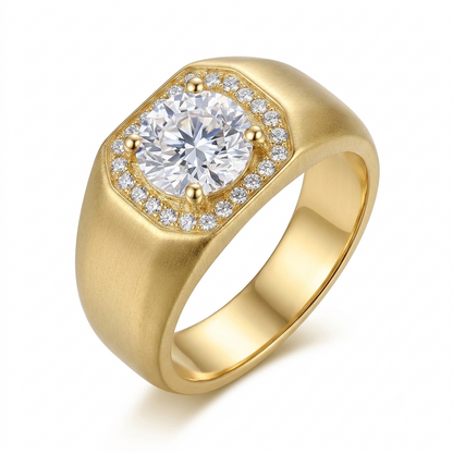 Resizable White or Yellow Gold Halo Moissanite Ring 1ct Stone / Modern Engagement Rings for Women