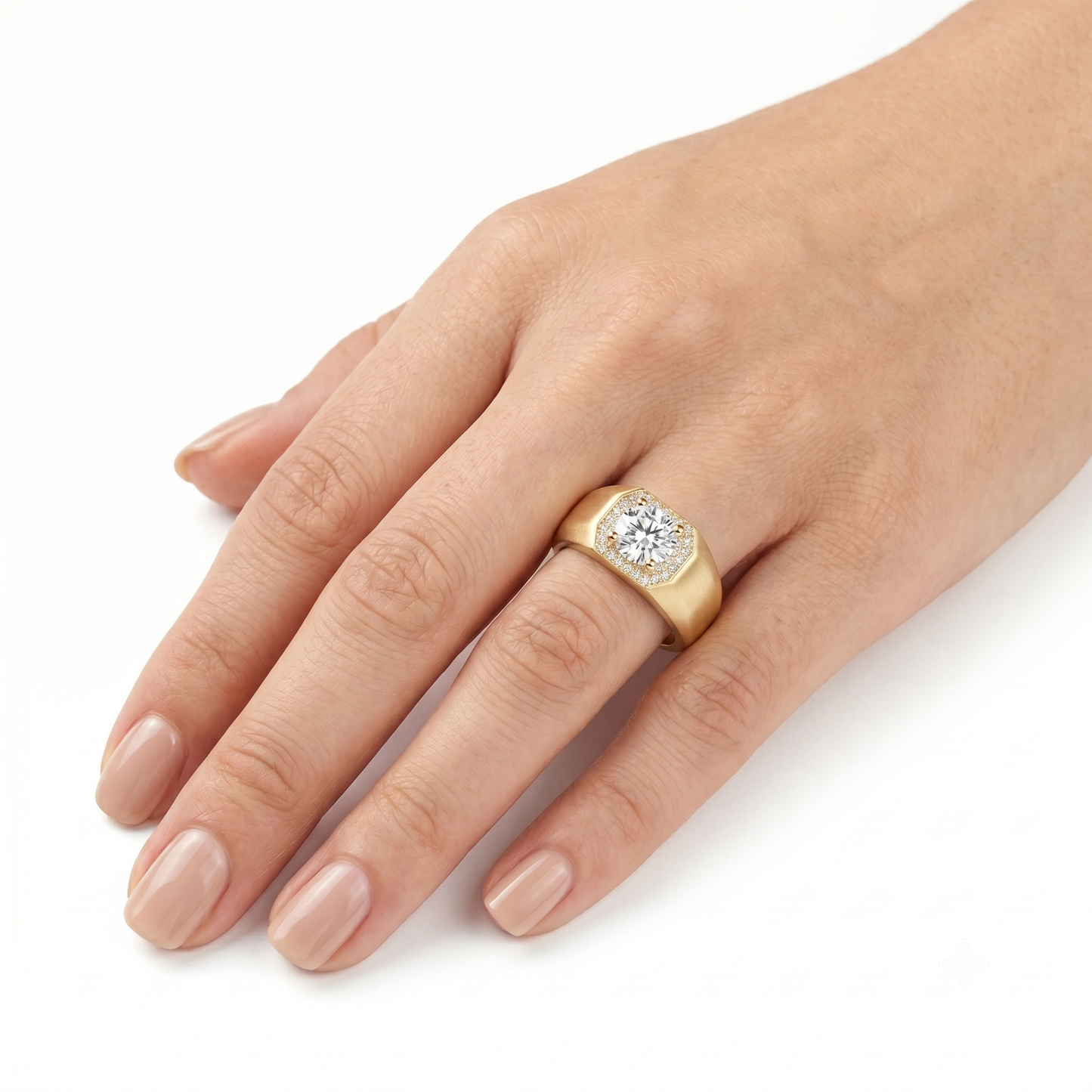 Resizable White or Yellow Gold Halo Moissanite Ring 1ct Stone / Modern Engagement Rings for Women
