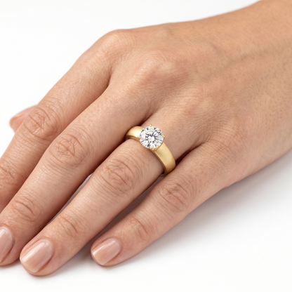 Resizable White or Yellow Gold Wedding Ring Women / Solitaire Moissanite Ring 1ct