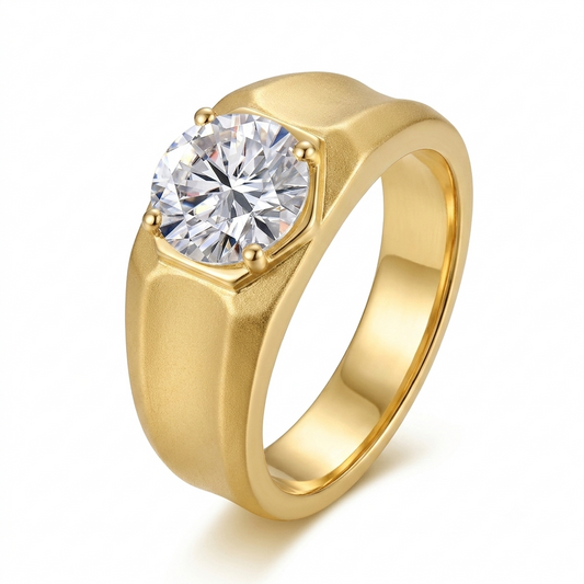 White or Yellow Gold Moissanite Resizable Ring 1ct