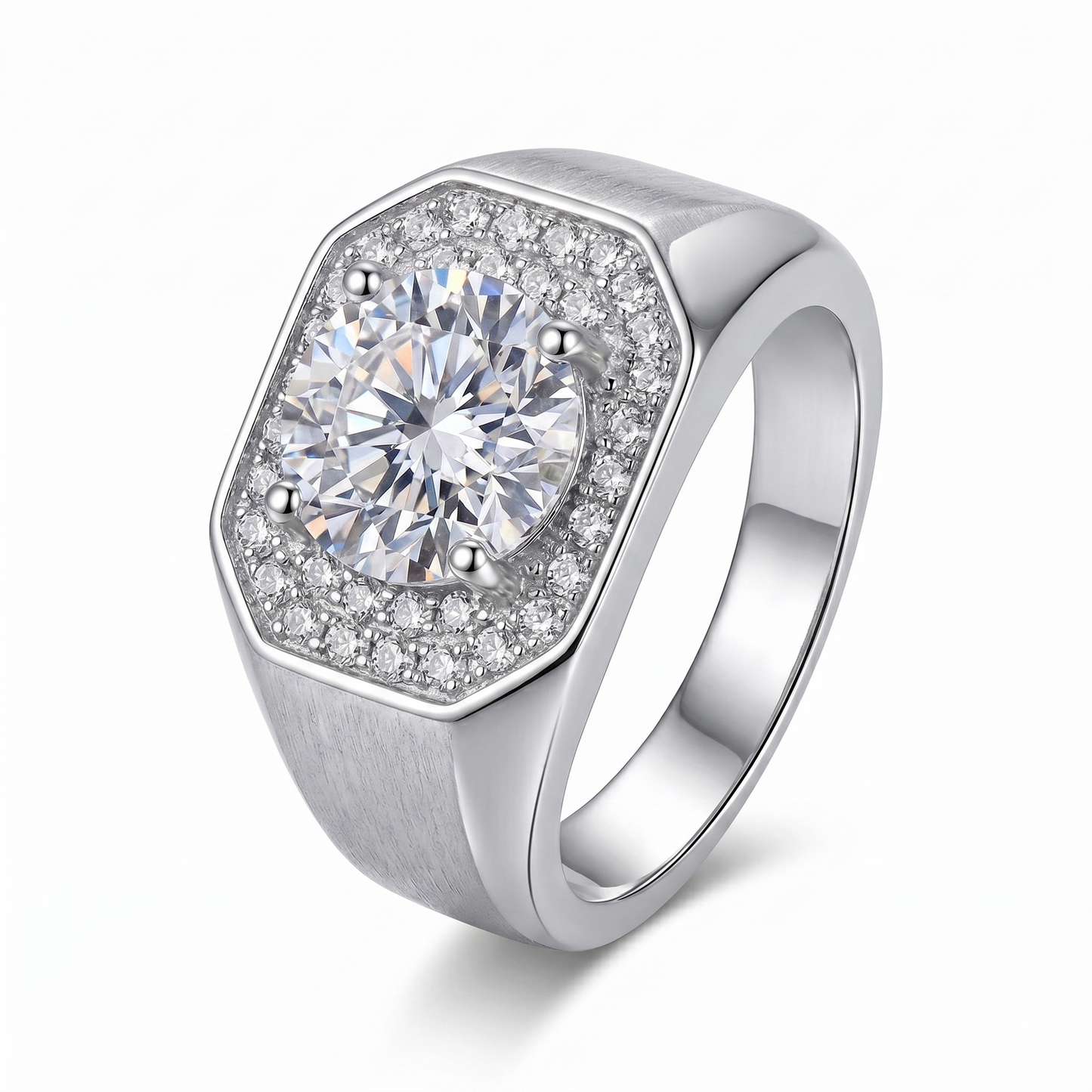 White or Yellow Gold Plated Halo Moissanite Resizable Rings 3ct Stone