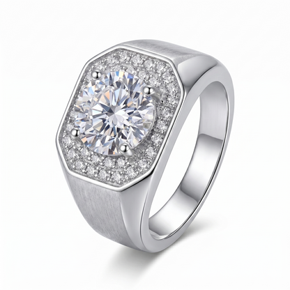 White or Yellow Gold Plated Halo Moissanite Resizable Rings 3ct Stone