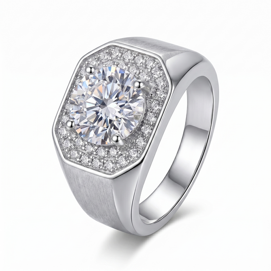 White or Yellow Gold Plated Halo Moissanite Resizable Rings 3ct Stone