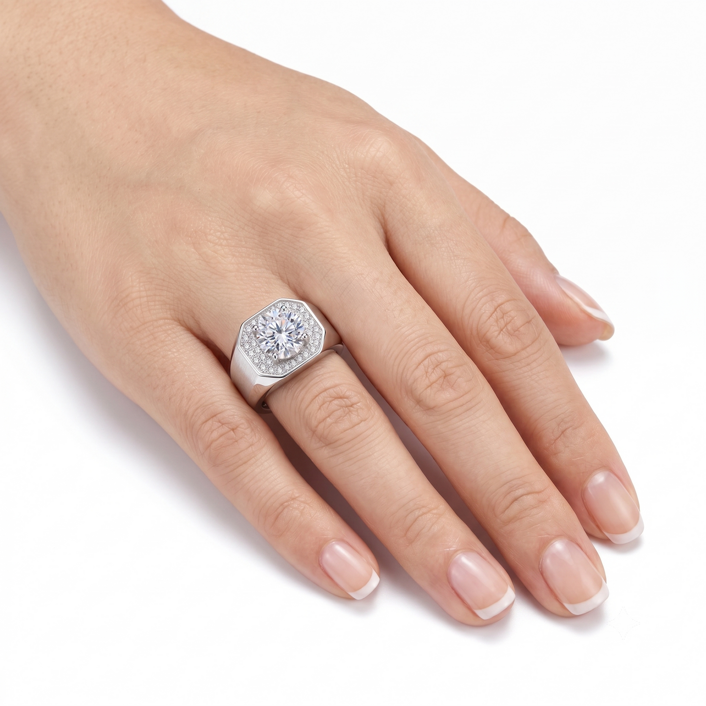 White or Yellow Gold Plated Halo Moissanite Resizable Rings 3ct Stone