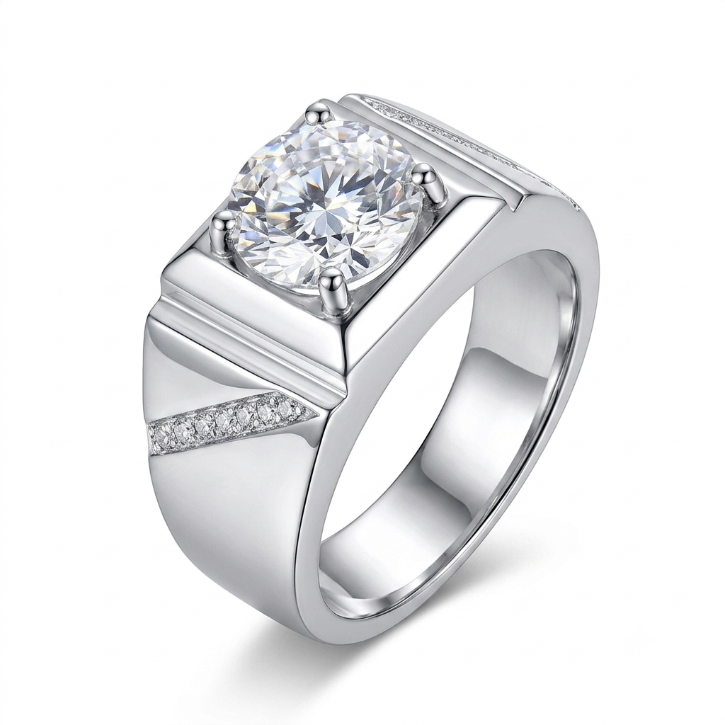 White Gold Plated Silver Wide Band Moissanite Most Beautiful Wedding Ring Ever 5ct Stone