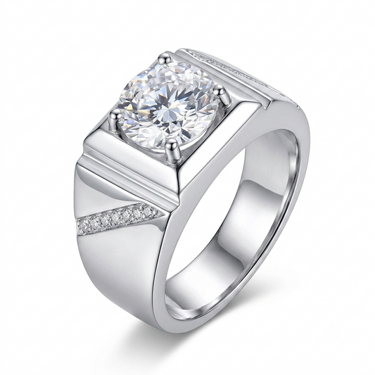 White Gold Plated Silver Wide Band Moissanite Most Beautiful Wedding Ring Ever 5ct Stone