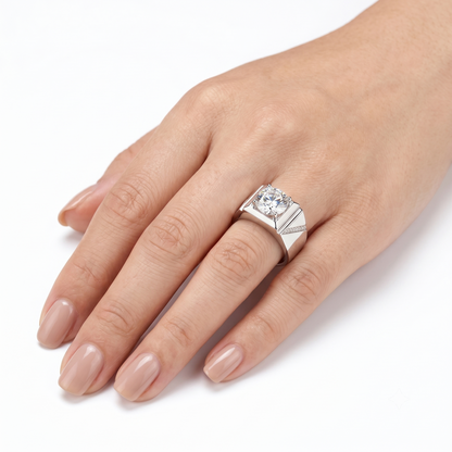 White Gold Plated Silver Wide Band Moissanite Most Beautiful Wedding Ring Ever 5ct Stone