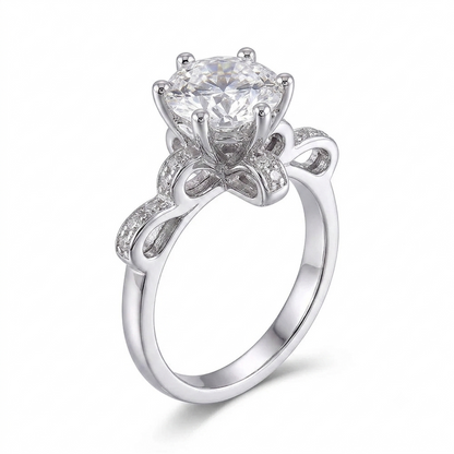 White Gold Plated Ribbon Moissanite Ring 0.5ct, 2ct, 3ct, Options | Most Beautiful Engagement Ring in the World