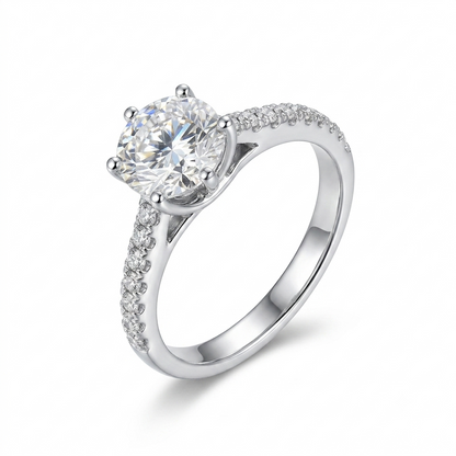 10k White Gold Ring Moissanite 1.5ct Center Stone