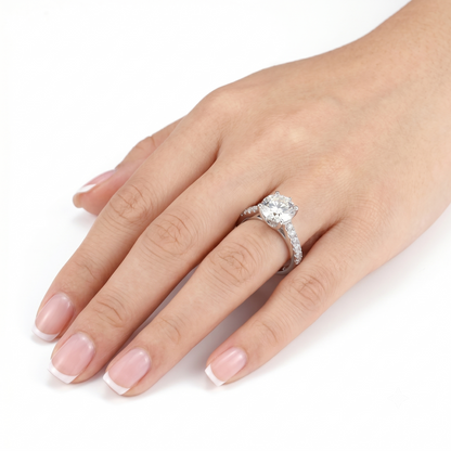 10k White Gold Ring Moissanite 1.5ct Center Stone