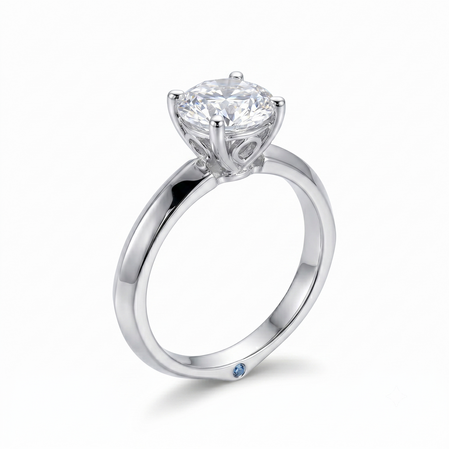 14k White Gold Solitaire Ring Moissanite 1ct