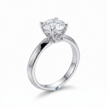 14k White Gold Solitaire Ring Moissanite 1ct