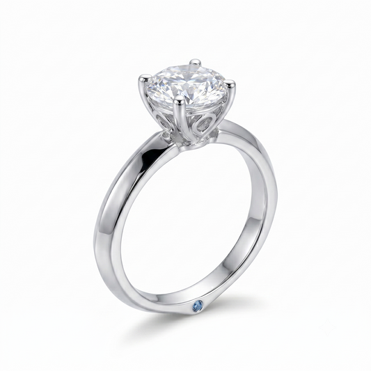 14k White Gold Solitaire Ring Moissanite 1ct