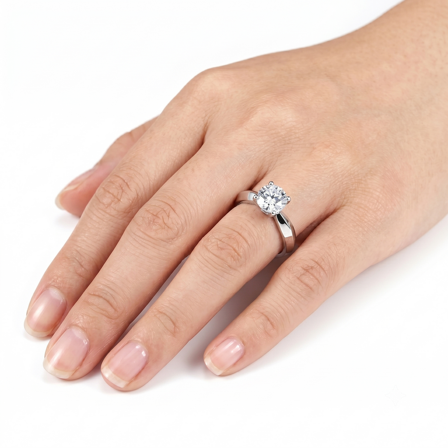 14k White Gold Solitaire Ring Moissanite 1ct