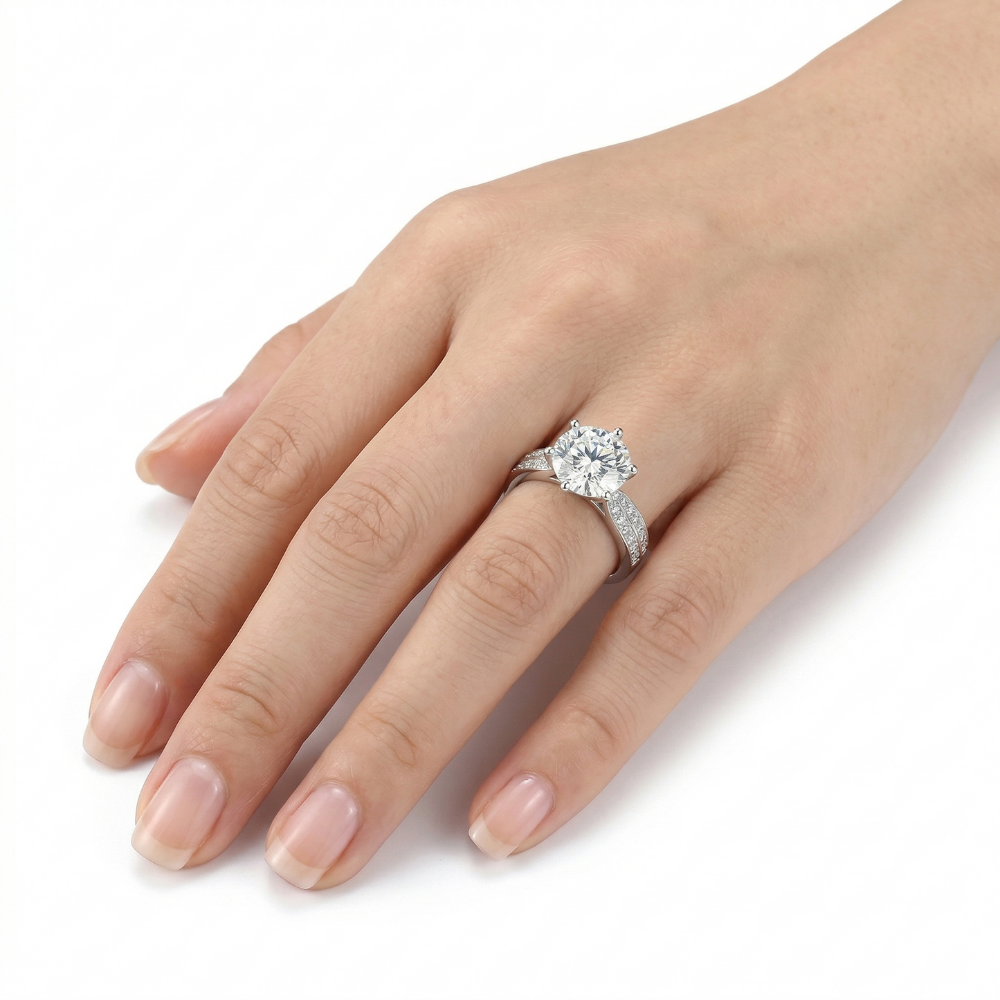 14k White Gold Moissanite Ring 1ct, 2ct, & 3ct, Center Stone Options | Best Engagement Ring Styles