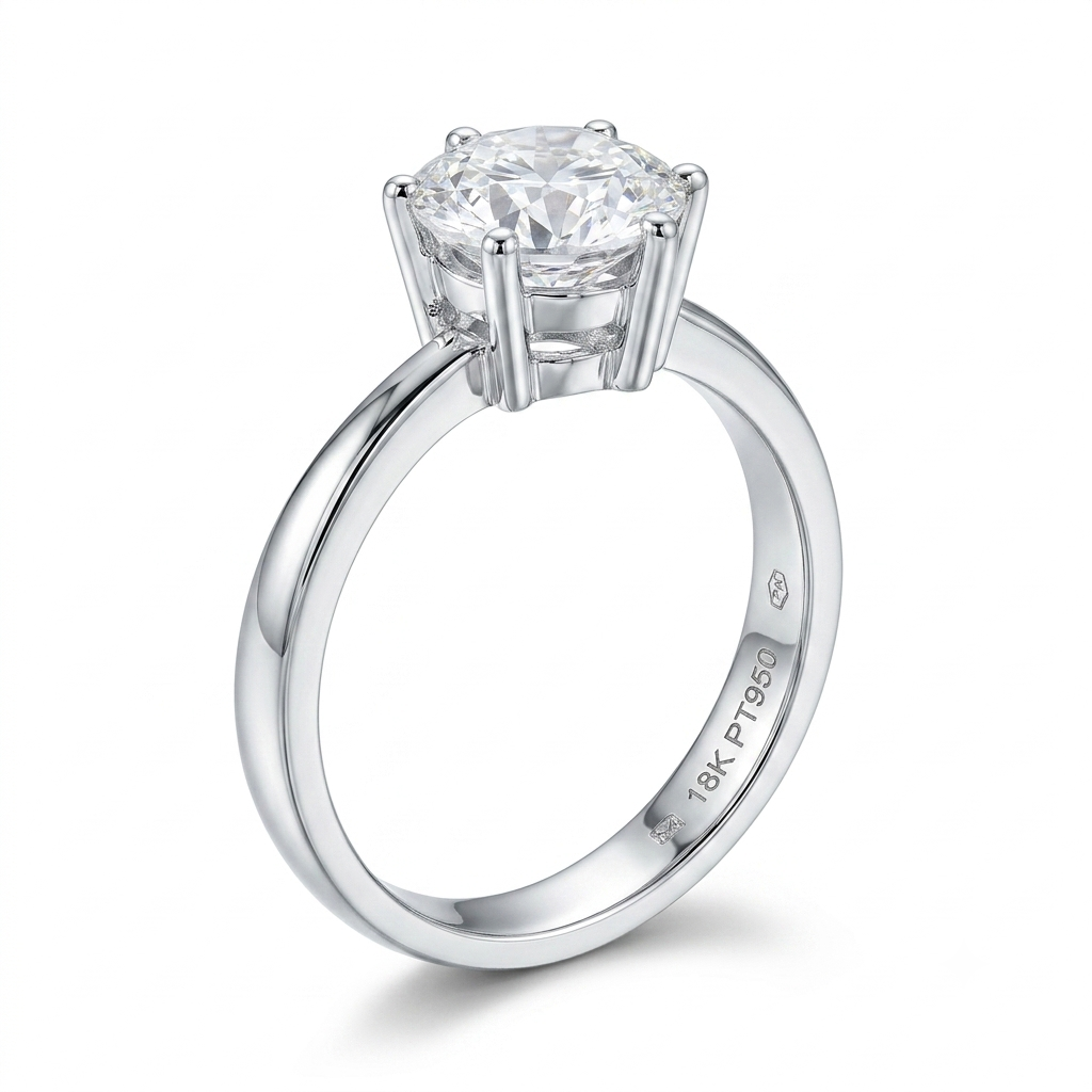 14k White Gold Solitaire Moissanite Beautiful Engagement Ring 1ct
