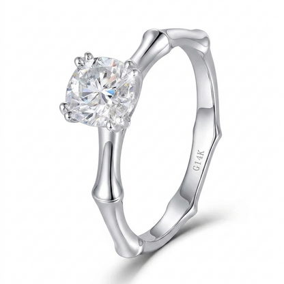 Moissanite 14k White Gold Ring / Cushion Cut Solitaire Ring 1ct