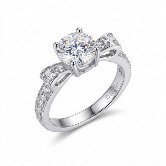 Elegant Rings - 14k White Gold Moissanite Ring 1ct Center Stone