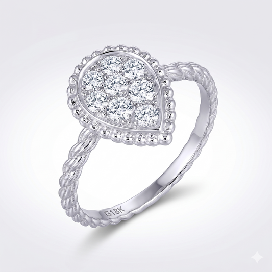 18k White Gold Vintage Moissanite Custom Rings 0.45ct Total