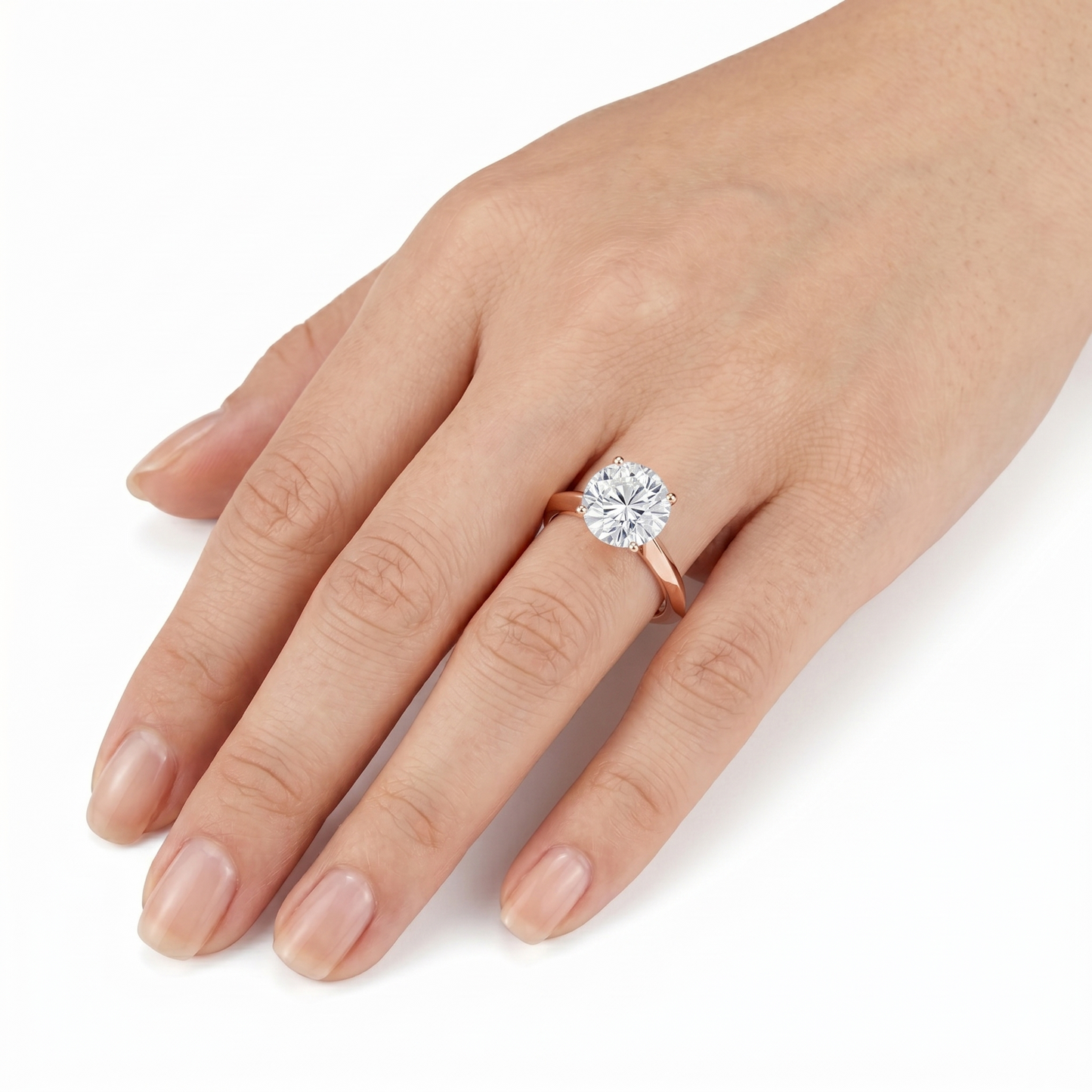 14k Rose Gold Solitaire Moissanite Ring 2.5ct