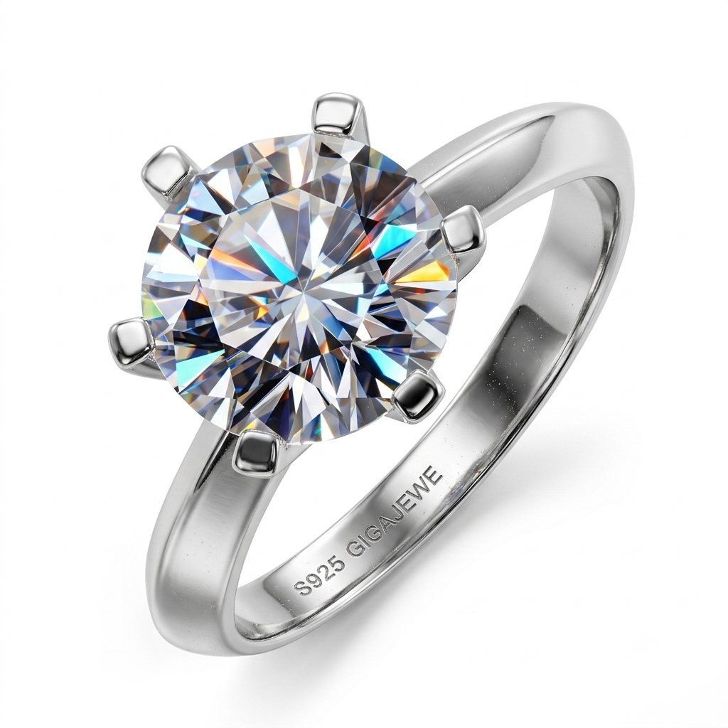 White Gold Plated Solitaire Moissanite Ring 3ct (Colored & Clear Moissanite) / Affordable Engagement Rings for Women