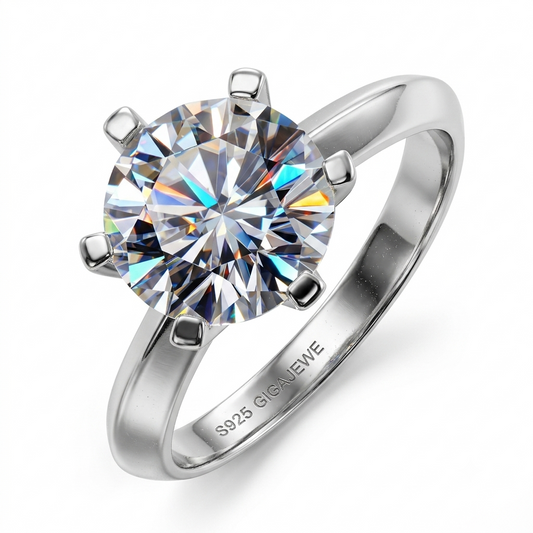 White Gold Plated Solitaire Moissanite Ring 3ct (Colored & Clear Moissanite) / Affordable Engagement Rings for Women