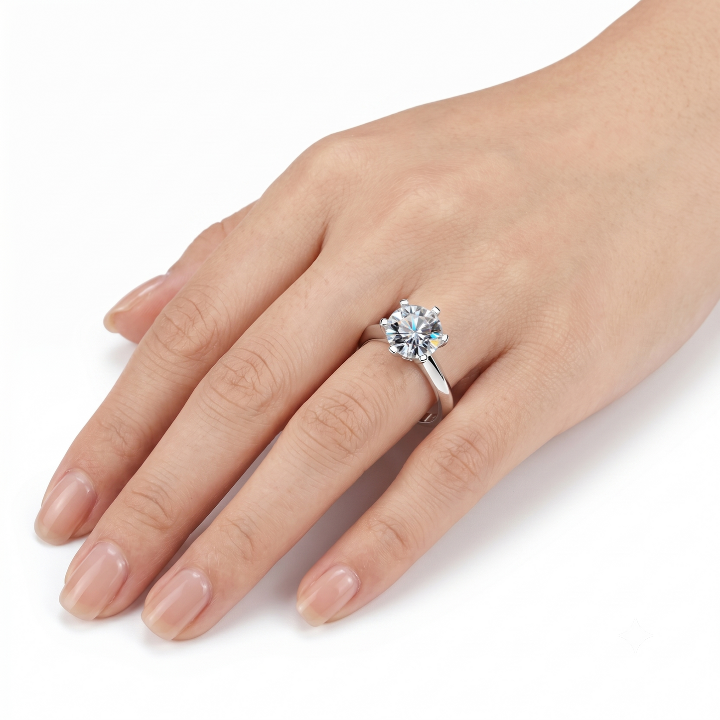 White Gold Plated Solitaire Moissanite Ring 3ct (Colored & Clear Moissanite) / Affordable Engagement Rings for Women