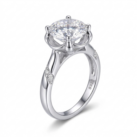 Platinum Plated Silver Moissanite Ring Sale 1ct, 2ct, 3ct Options