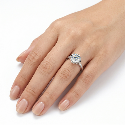 Platinum Plated Silver Moissanite Ring Sale 1ct, 2ct, 3ct Options