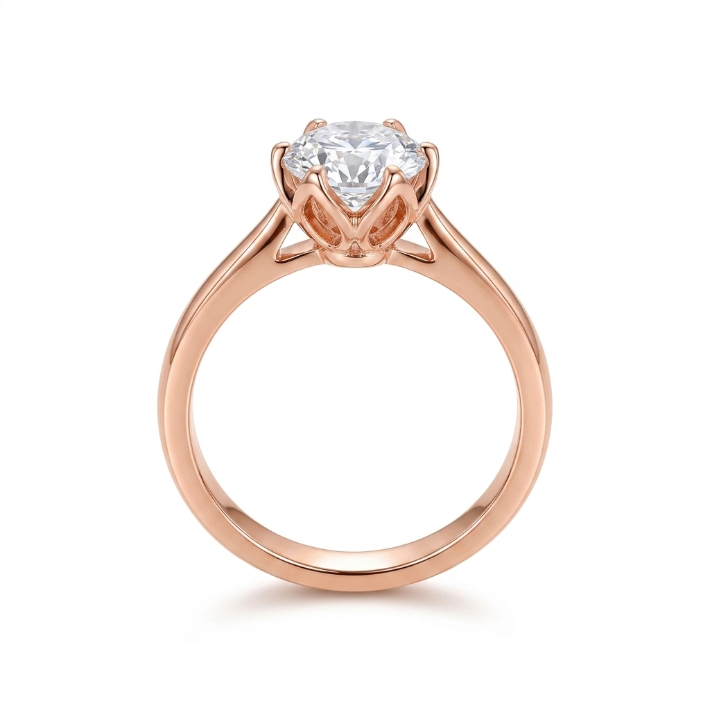 10k Rose, White, Yellow Gold Solitaire Moissanite Rings 1ct