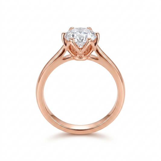 10k Rose, White, Yellow Gold Solitaire Moissanite Rings 1ct