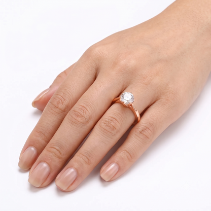 10k Rose, White, Yellow Gold Solitaire Moissanite Rings 1ct